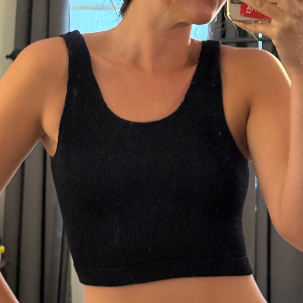 FP Movement by Free People Black Ribbed Crop Tank